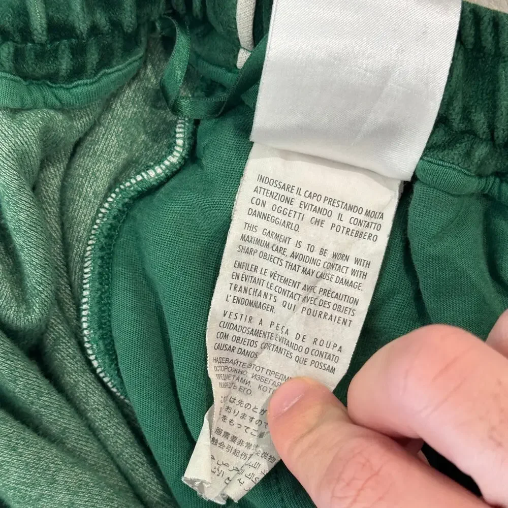Gucci Mens Green Velour GG Interlocking Logo Patch Sweatpants Size S